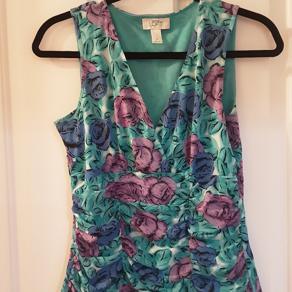 Loft aqua floral tank small